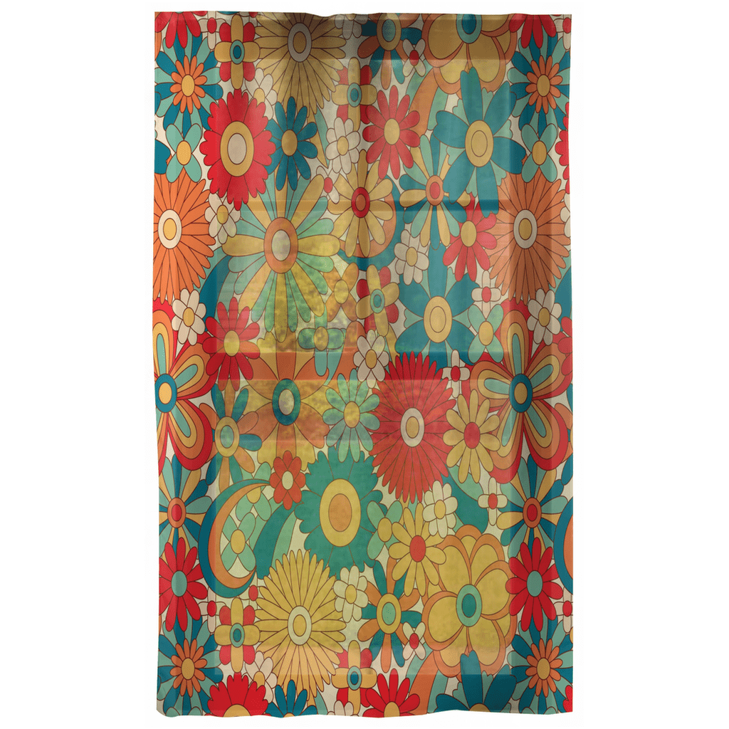 Window Curtains in Mid Century Modern Groovy Retro Floral