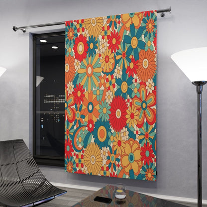 Kate McEnroe New York Window Curtains in Mid Century Modern Groovy Retro FloralWindow Curtains23584378605134440024