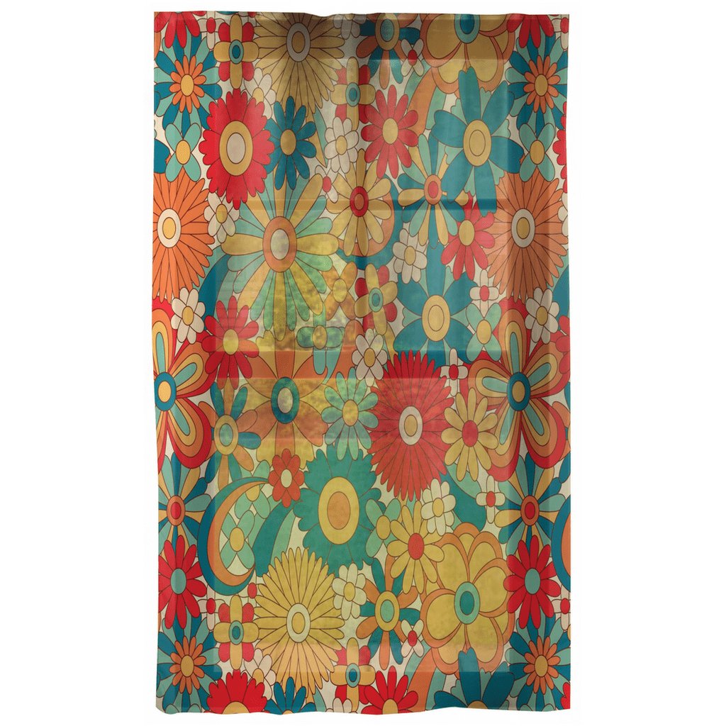 Kate McEnroe New York Window Curtains in Mid Century Modern Groovy Retro FloralWindow Curtains23584378605134440024