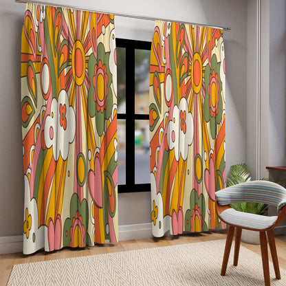 Kate McEnroe New York Window Curtains in Mid Century Modern Retro Groovy Hippie 70s SunburstWindow CurtainsCurtainBlackout - 50x84 - DoublePanel - 20220823164528720