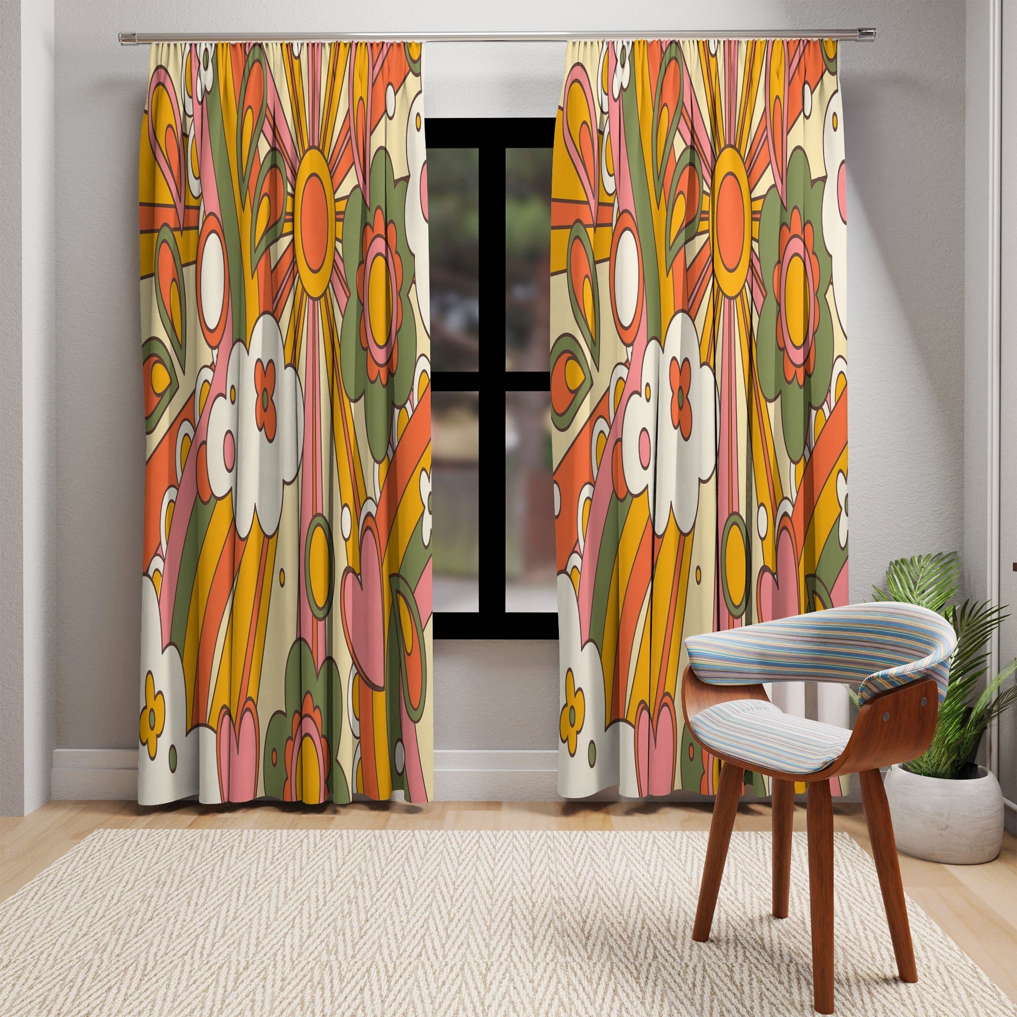 Floral Abstract Fabric Mid Century Modern Canvas Vintage Decor Weight Bright 4 high quality Y