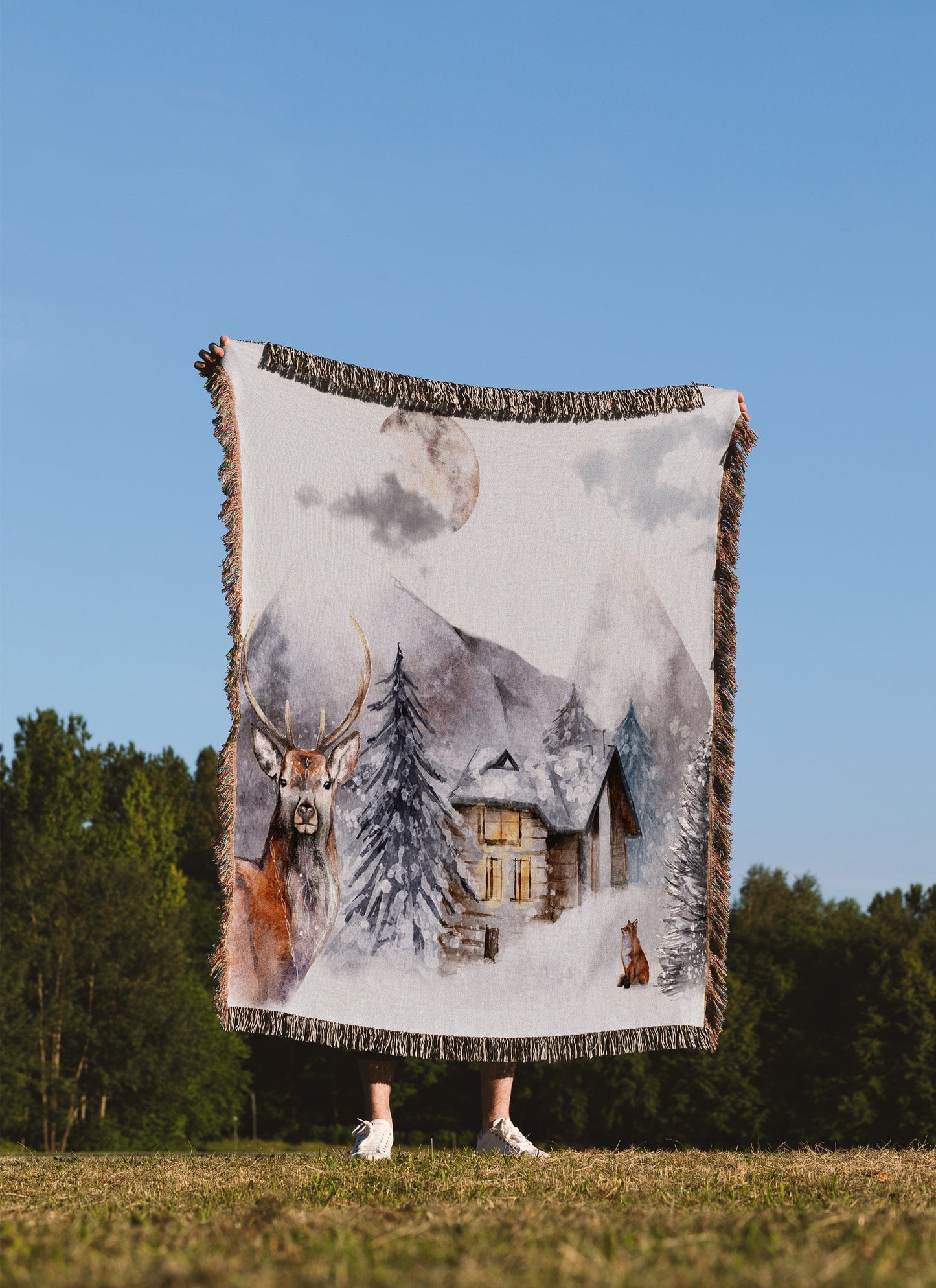 Kate McEnroe New York Winter Woodland Woven Blankets Blankets