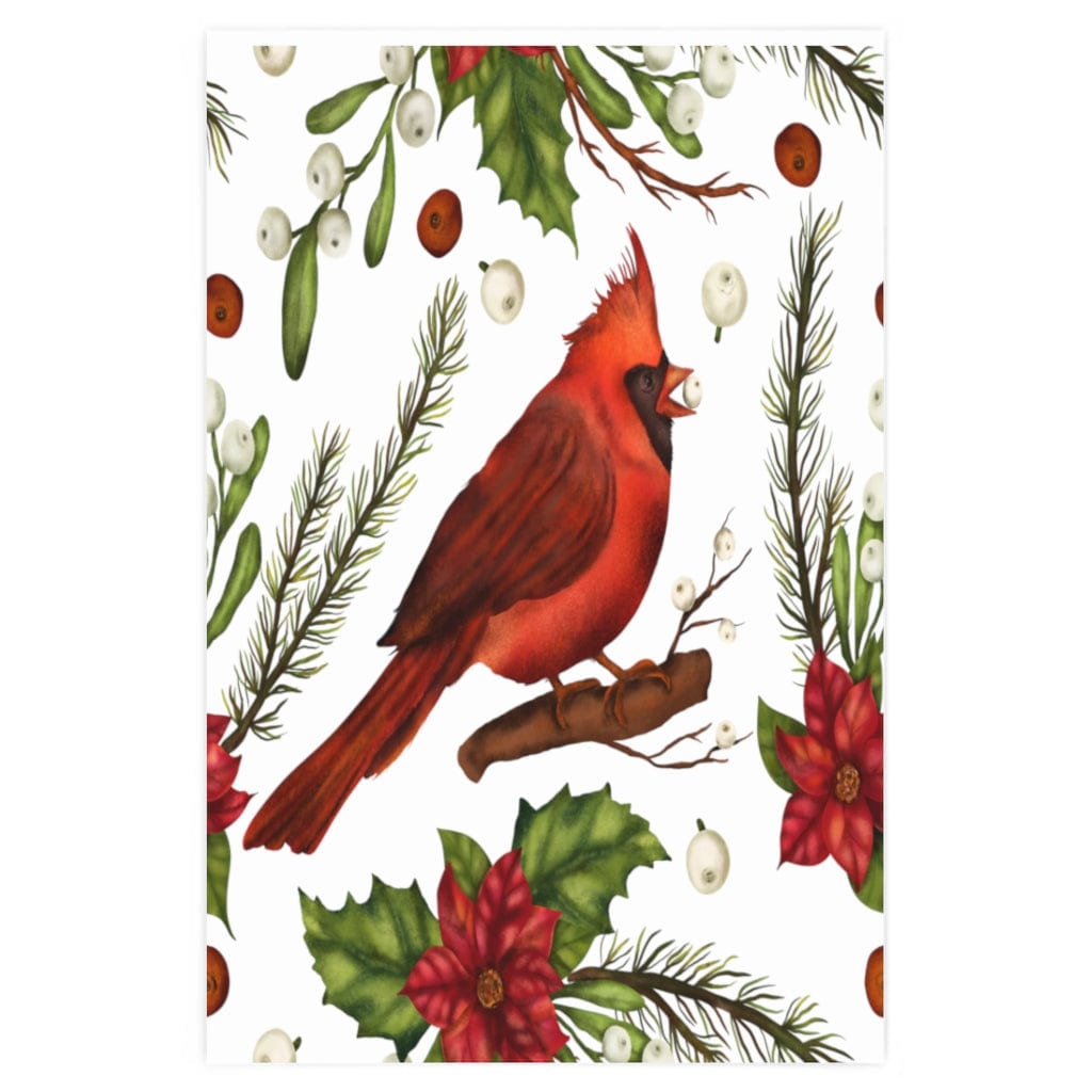 Kate McEnroe New York Wrapping Paper Roll With Northern Cardinal Bird Gift Bags 24&quot; × 36&quot; 3549446018