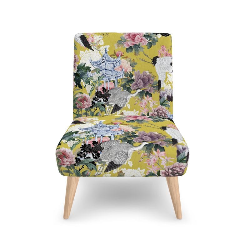 Kate McEnroe New York Yuga Tsuru Crane and Peony Occasional ChairAccent Chairs2336614