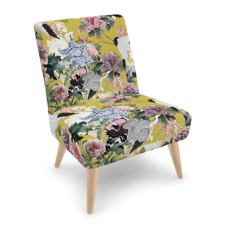 Kate McEnroe New York Yuga Tsuru Crane and Peony Occasional ChairAccent Chairs2336614