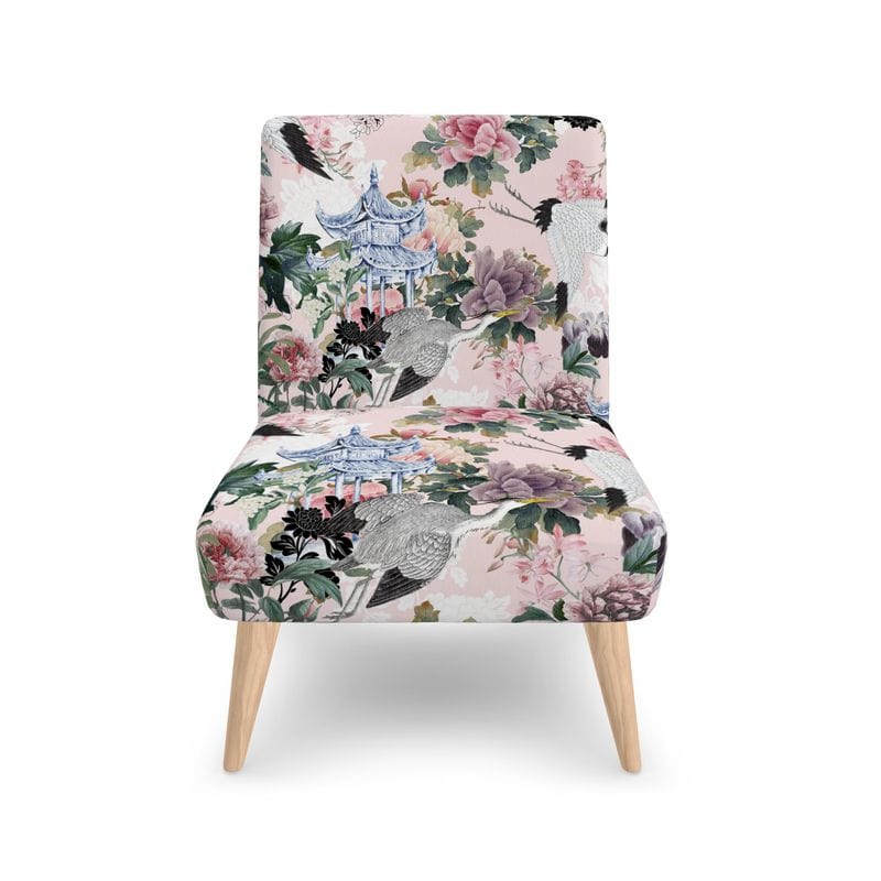 Kate McEnroe New York Yuga Tsuru Crane and Peony Occasional ChairAccent Chairs2336628
