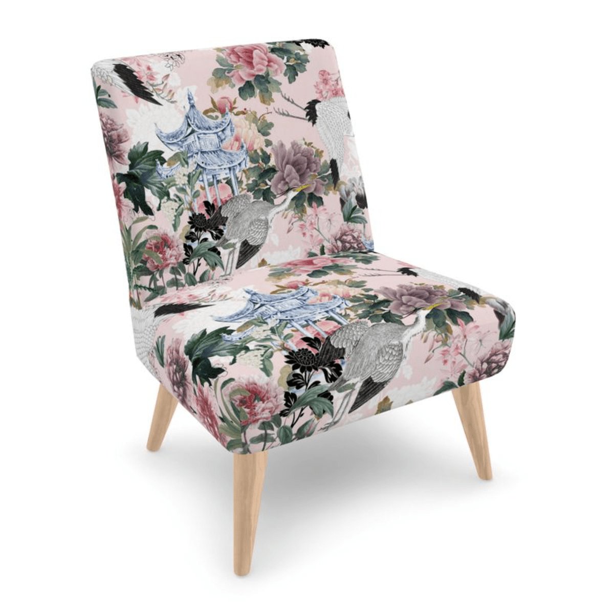 Kate McEnroe New York Yuga Tsuru Crane and Peony Occasional ChairAccent Chairs2336628