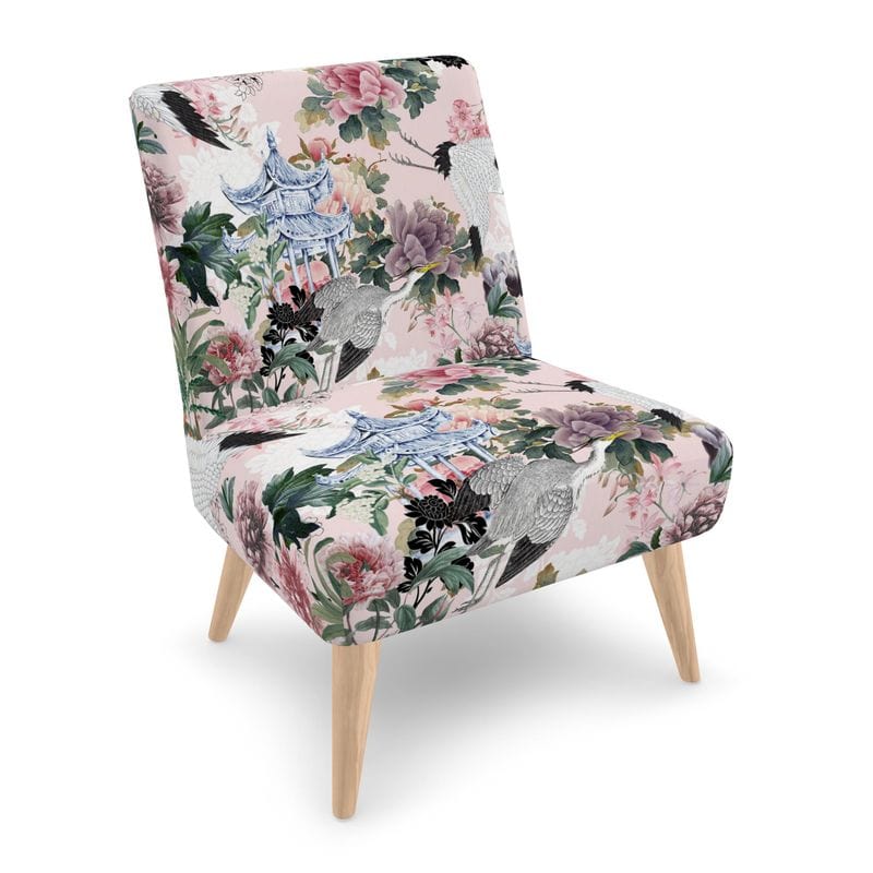 Kate McEnroe New York Yuga Tsuru Crane and Peony Occasional ChairAccent Chairs2336628