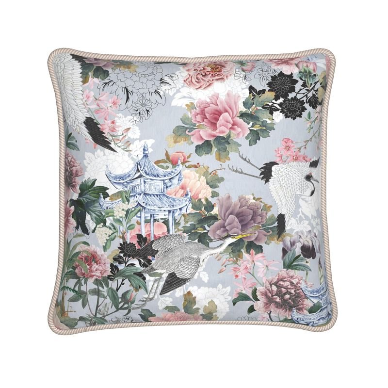 Kate McEnroe New York Yuga Tsuru Crane and Peony Silk PillowSilk Pillows2335613