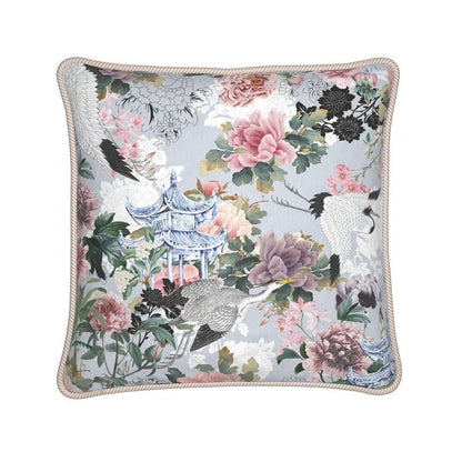 Kate McEnroe New York Yuga Tsuru Crane and Peony Silk PillowSilk Pillows2335613