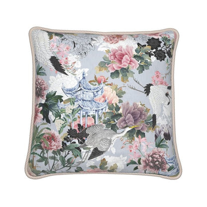 Kate McEnroe New York Yuga Tsuru Crane and Peony Silk PillowSilk Pillows2335613