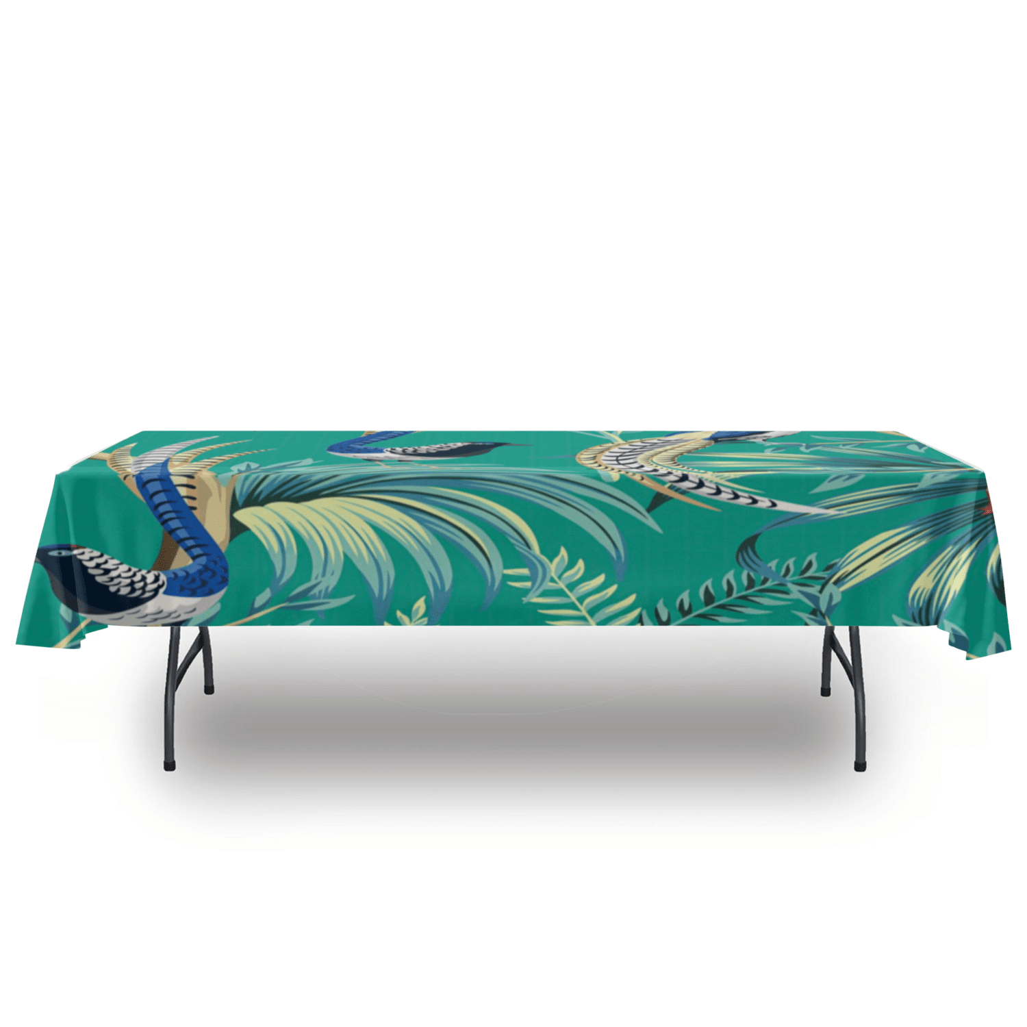 kate-mcenroe-nyc Chinoiserie Green Peacock Tablecloth Tablecloths 54&quot; x 120&quot; 100246