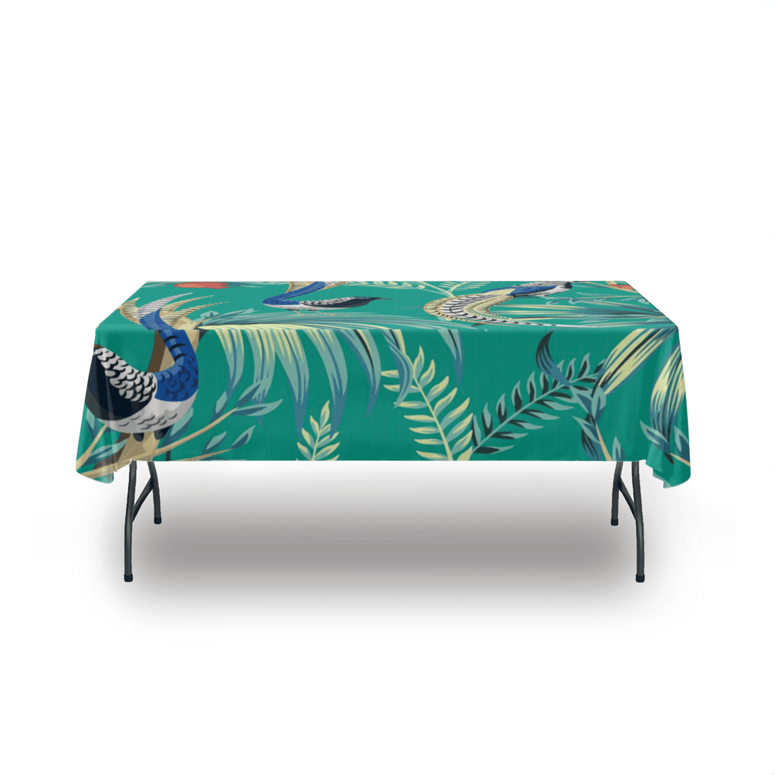 kate-mcenroe-nyc Chinoiserie Green Peacock Tablecloth Tablecloths 54&quot; x 72&quot; 100244