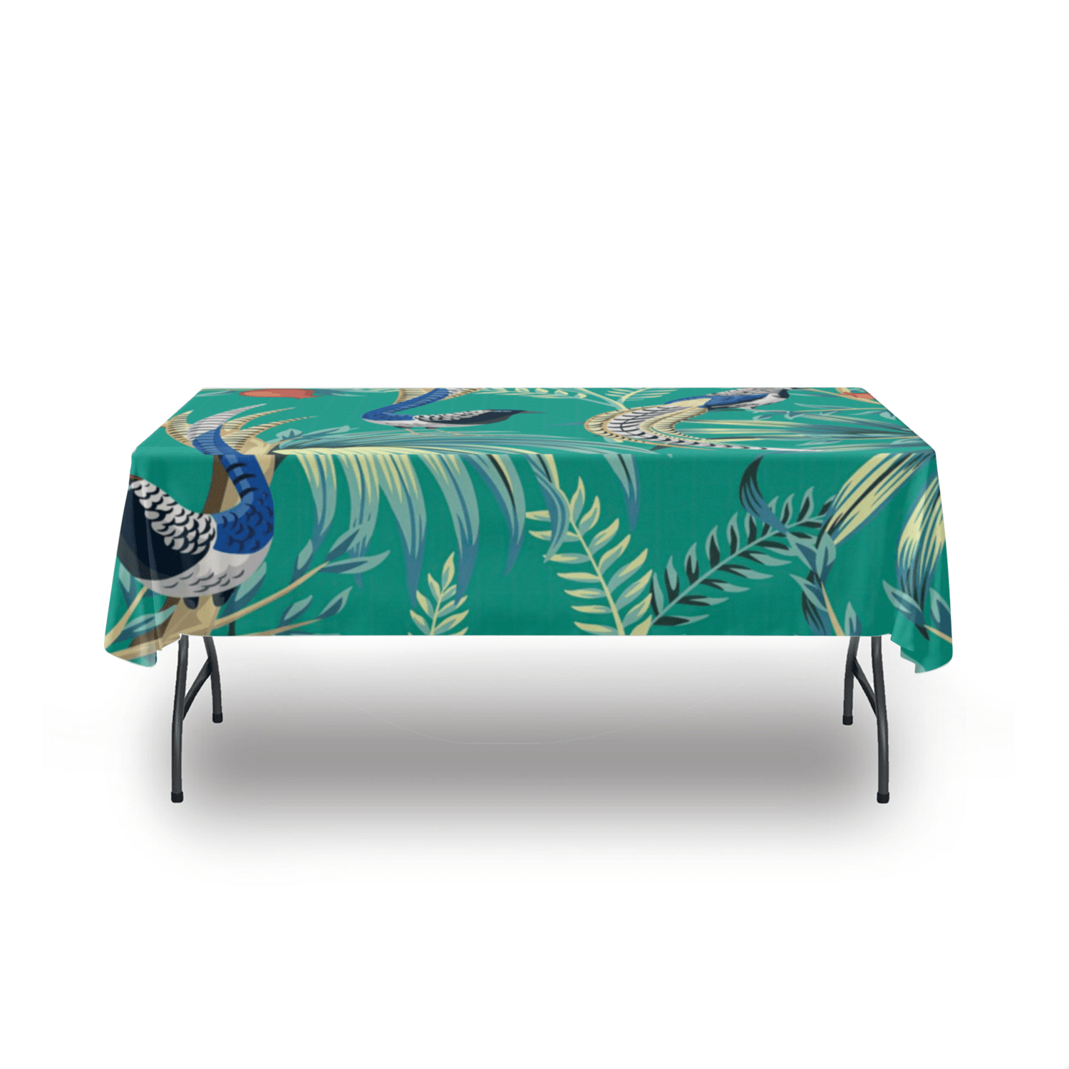 kate-mcenroe-nyc Chinoiserie Green Peacock Tablecloth Tablecloths 54" x 72" 100244