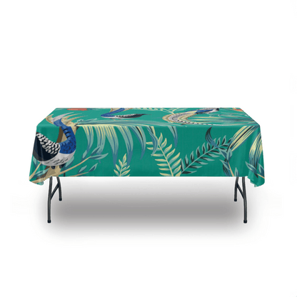kate-mcenroe-nyc Chinoiserie Green Peacock Tablecloth Tablecloths 54&quot; x 72&quot; 100244