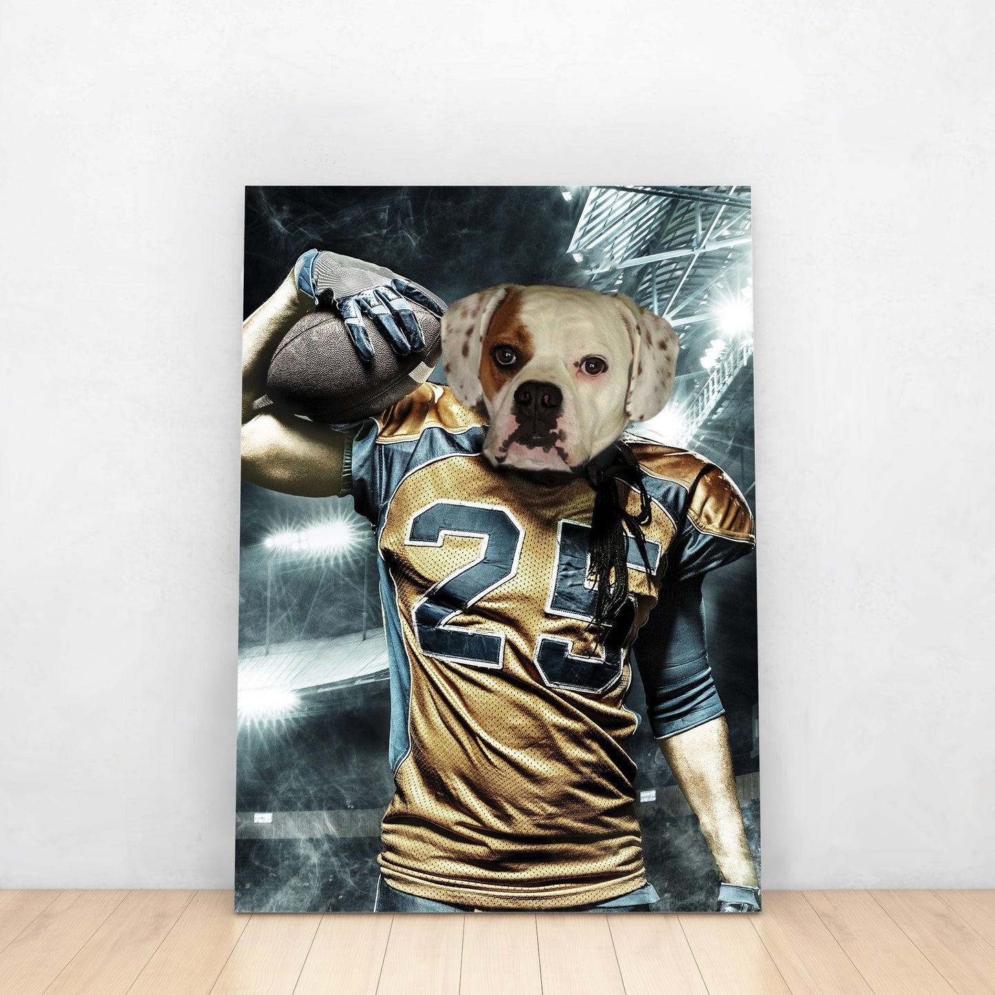 kate-mcenroe-nyc Custom American Football Pet Portrait on Canvas Pet Canvas