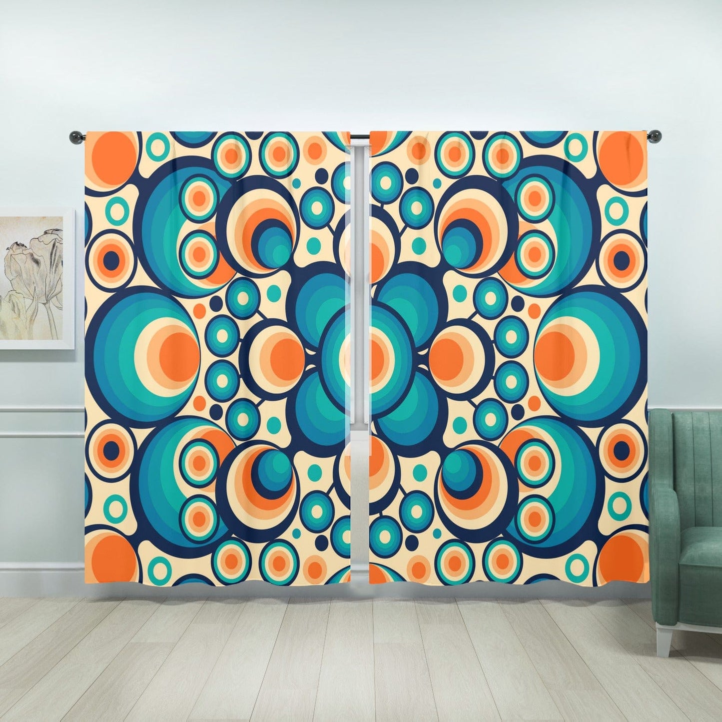 kate-mcenroe-nyc Groovy Hippie Retro Window Curtains (two panels) Curtains W104"x L84" 79656