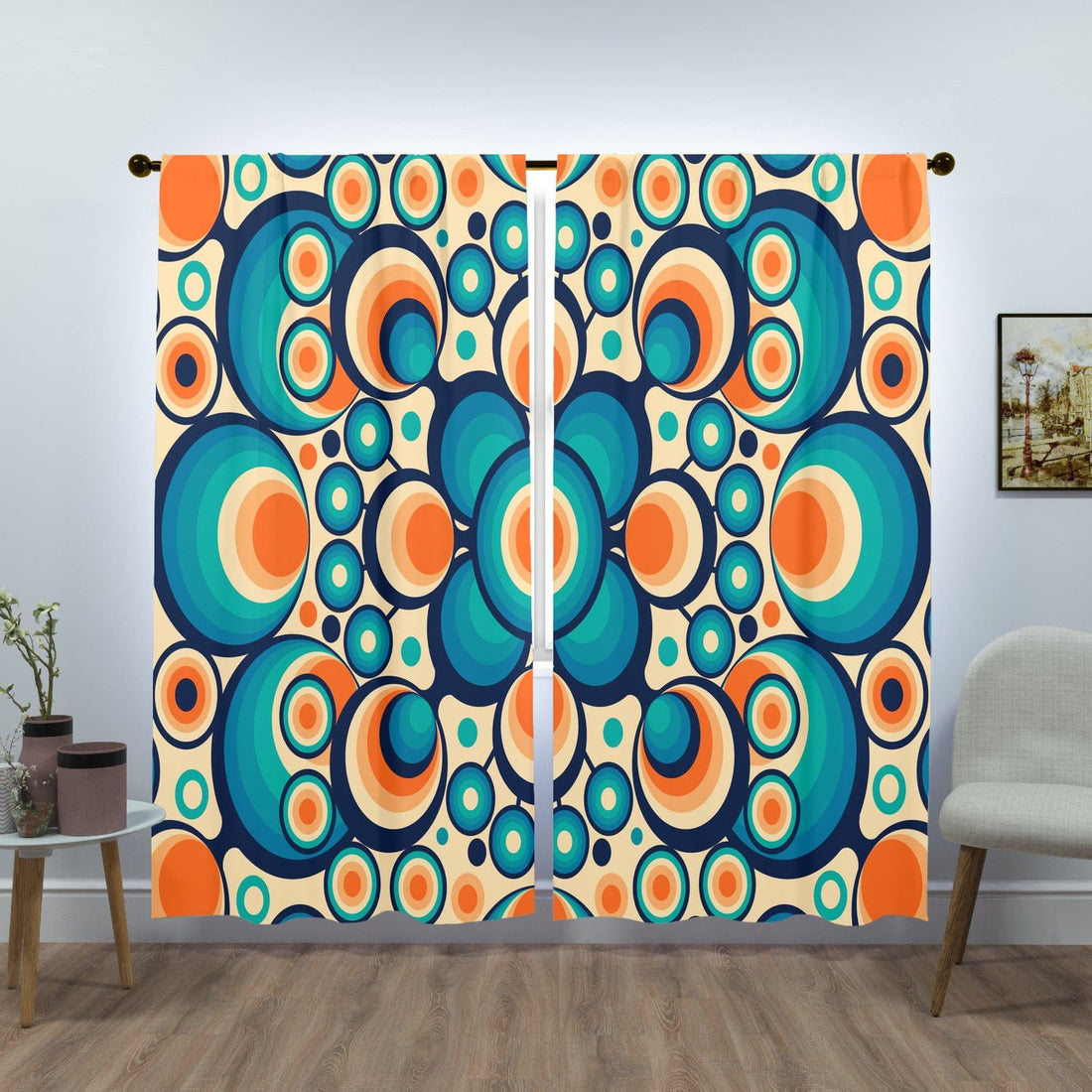 kate-mcenroe-nyc Groovy Hippie Retro Window Curtains (two panels) Curtains W84&quot;x L84&quot; 79652
