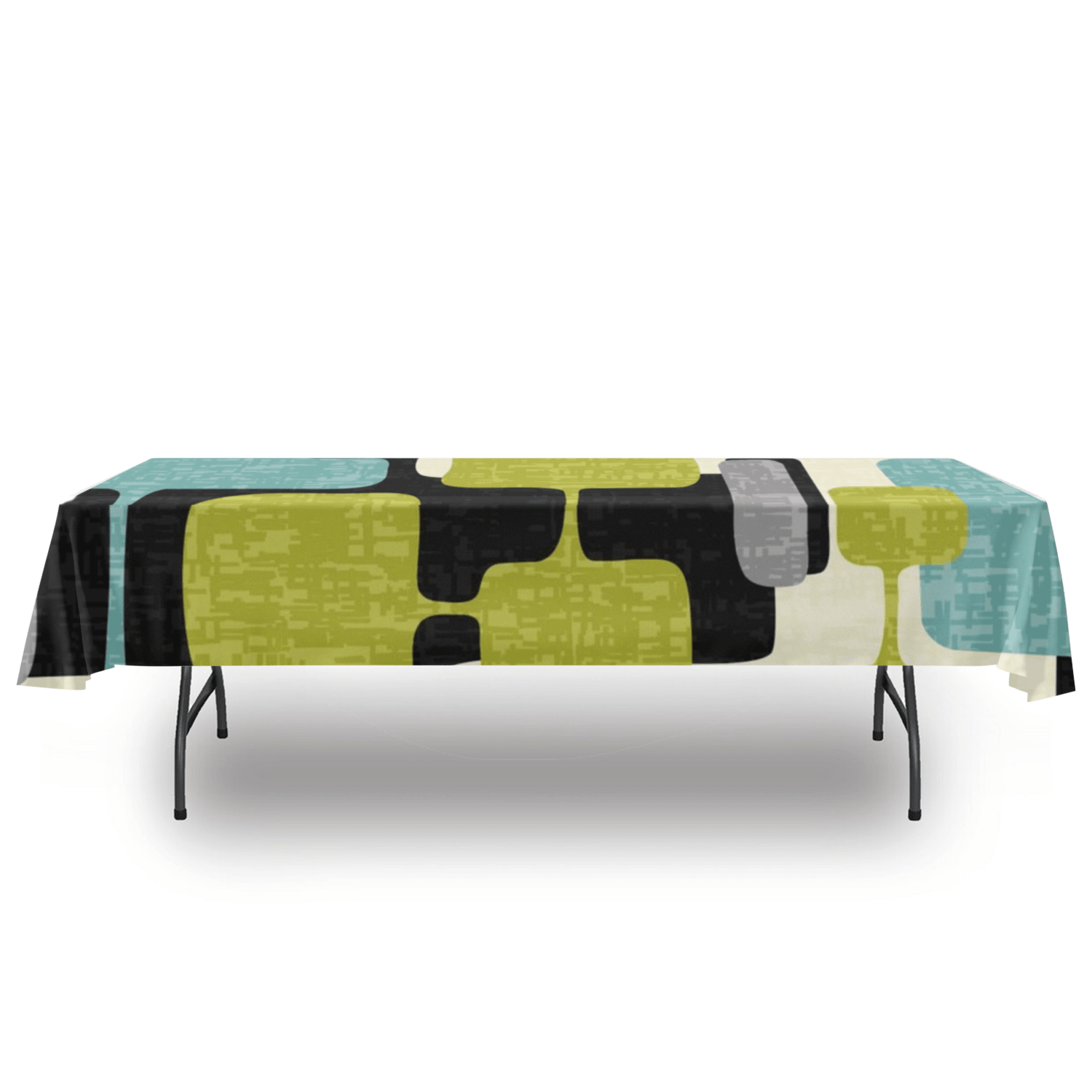 kate-mcenroe-nyc MCM Abstract Tablecloth, Mid Century Modern Linen, Retro Dining Room Decor, Geometric Pattern Table Cover Tablecloths 54&quot; x 120&quot; 108449