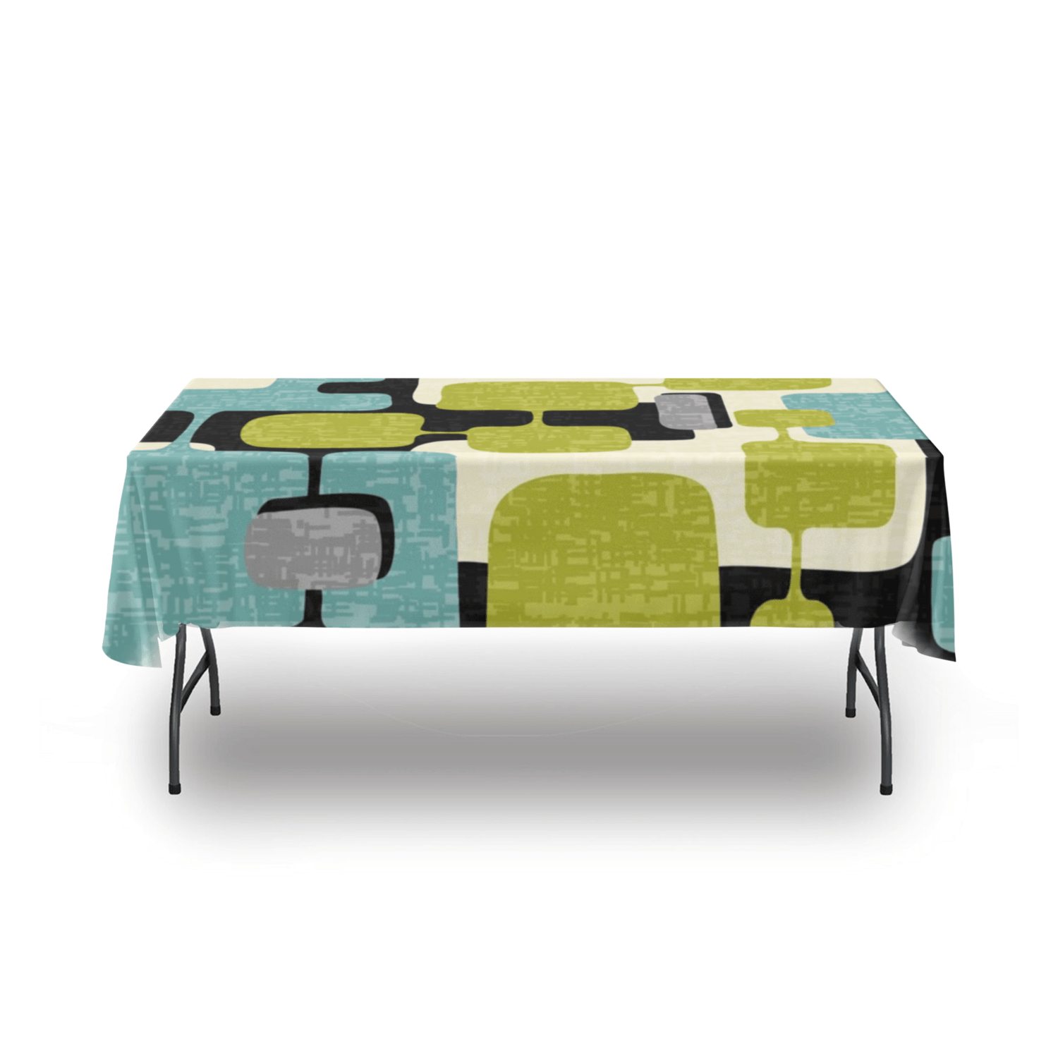 kate-mcenroe-nyc MCM Abstract Tablecloth, Mid Century Modern Linen, Retro Dining Room Decor, Geometric Pattern Table Cover Tablecloths 54&quot; x 54&quot; 108450