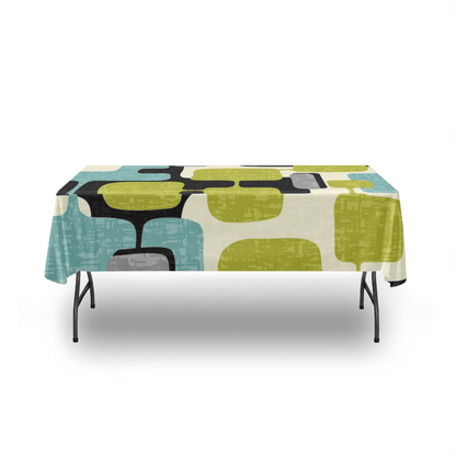 kate-mcenroe-nyc MCM Abstract Tablecloth, Mid Century Modern Linen, Retro Dining Room Decor, Geometric Pattern Table Cover Tablecloths 54&quot; x 72&quot; 108447