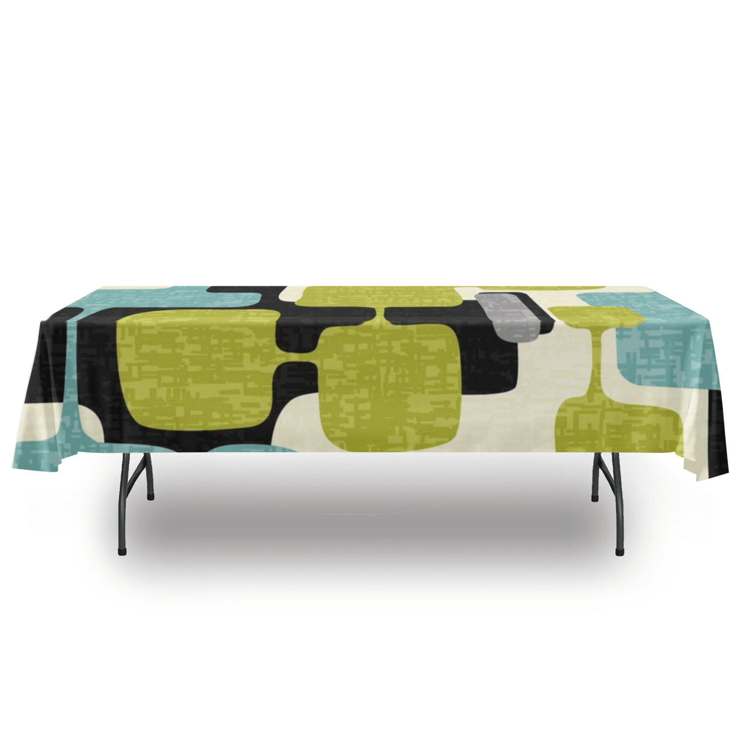 kate-mcenroe-nyc MCM Abstract Tablecloth, Mid Century Modern Linen, Retro Dining Room Decor, Geometric Pattern Table Cover Tablecloths