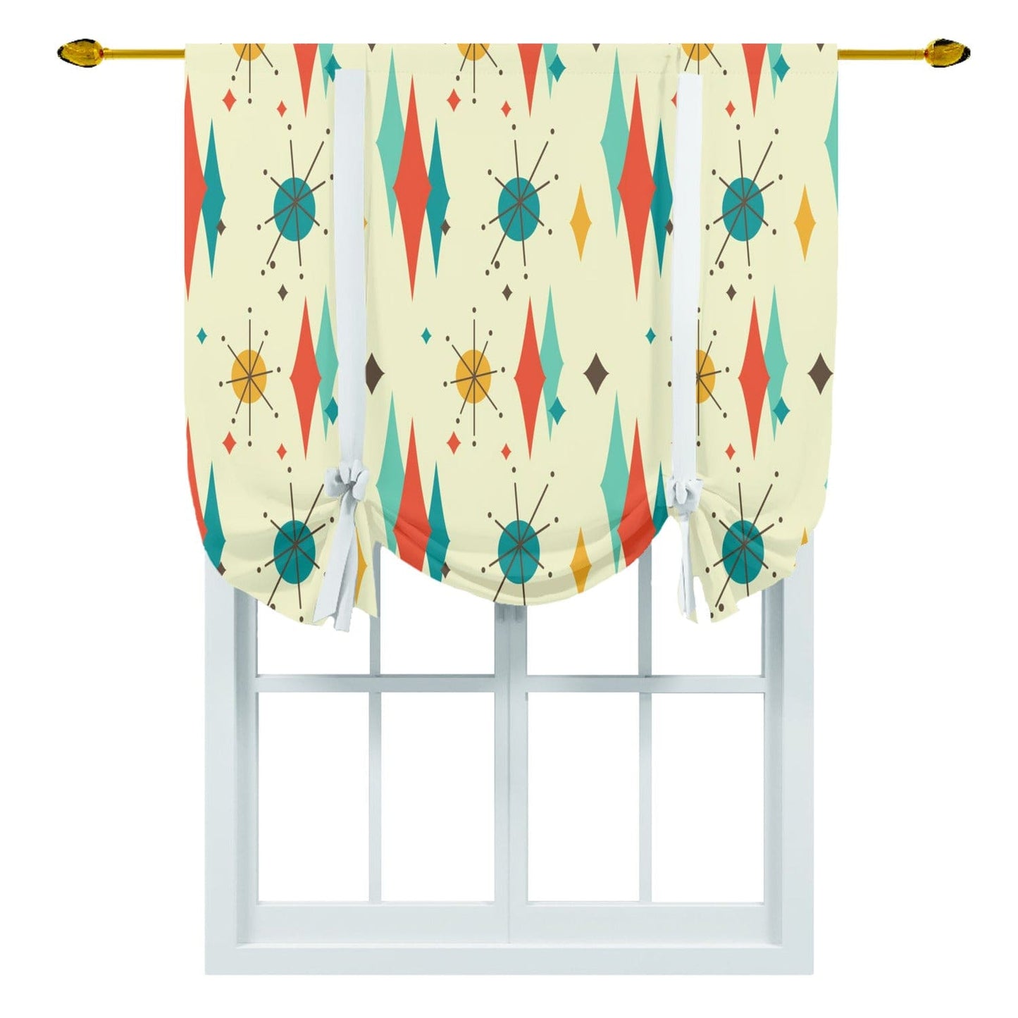 kate-mcenroe-nyc Mid Century Modern Franciscan Diamond Starburst Tie Up Curtain Curtains 90139