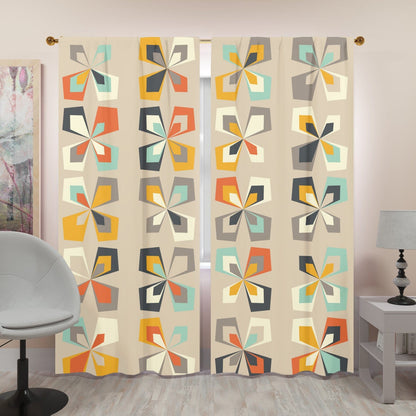 kate-mcenroe-nyc Retro 60s 70s Mid Century Modern Geometric Window Curtain (two panels) Curtains W84&quot;x L96&quot; 98800