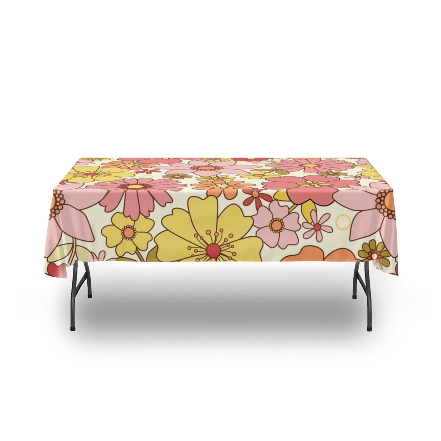 kate-mcenroe-nyc Retro Flower Power Mid Century Modern Tablecloth tablecloth 54&quot; x 54&quot; 95046