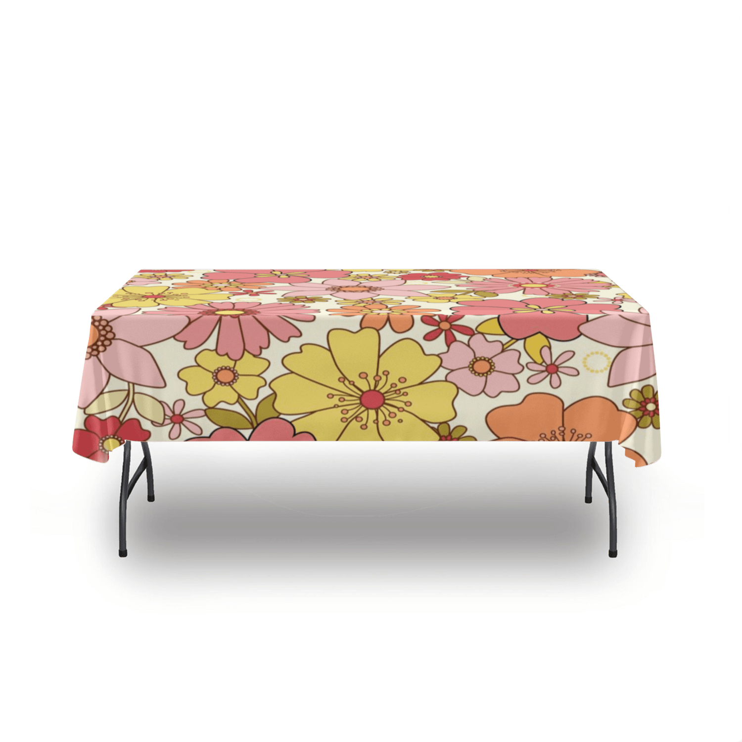 kate-mcenroe-nyc Retro Flower Power Mid Century Modern Tablecloth tablecloth 54&quot; x 72&quot; 95043