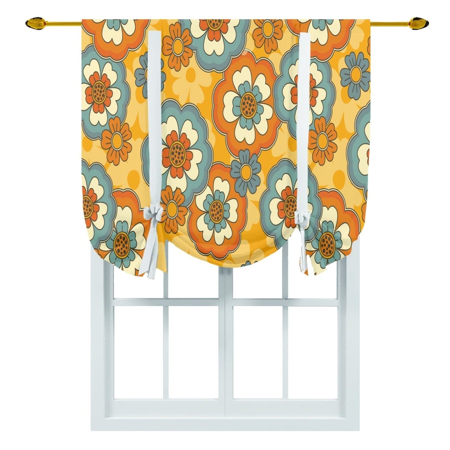 kate-mcenroe-nyc Tie Up Curtain in Mid Century Modern Floral Groovy Daisies Window Curtains 55779