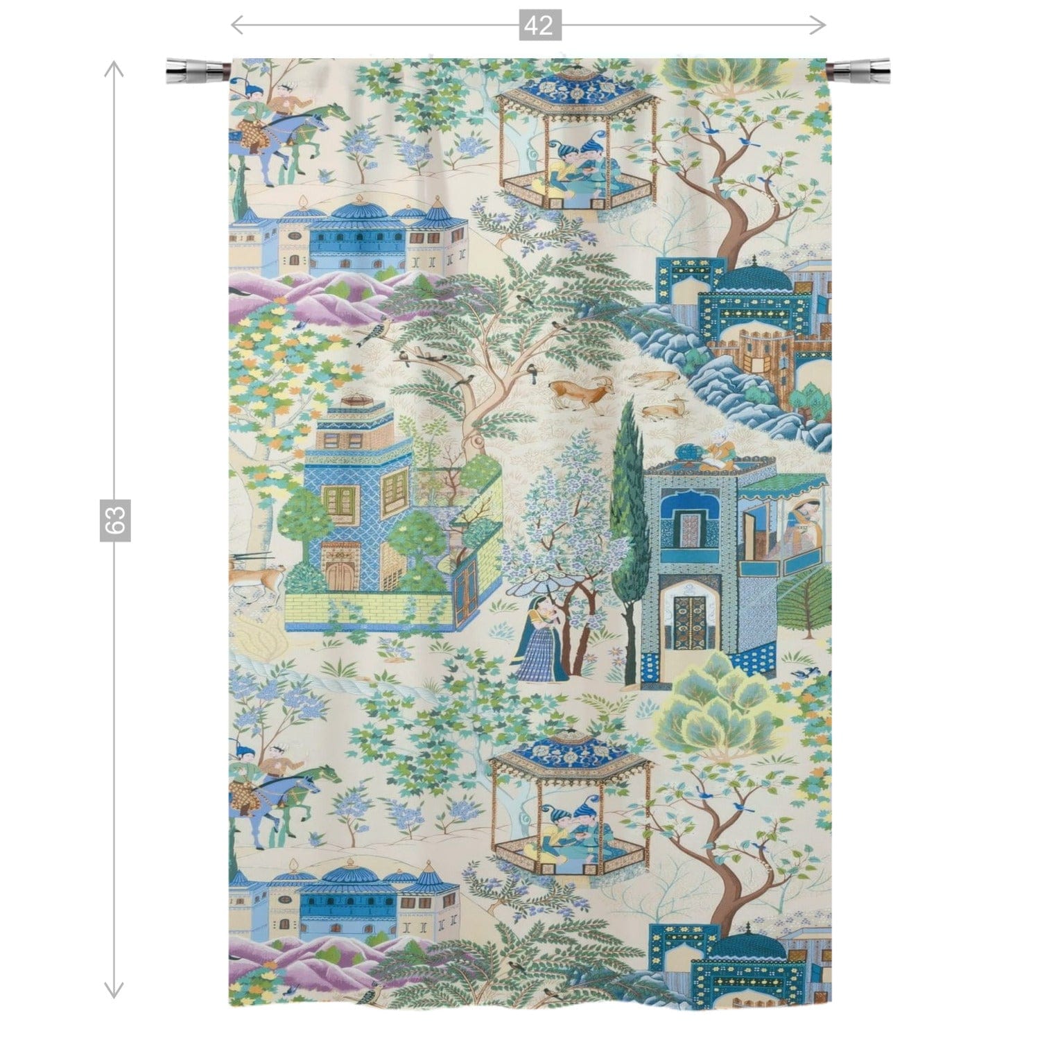 kate-mcenroe-nyc Vintage French Toile De Jouy Opaque Window Curtains, Blue, Green Floral Print, Traditional Asian Country Scene, Rustic Chic Window Coverings Curtains