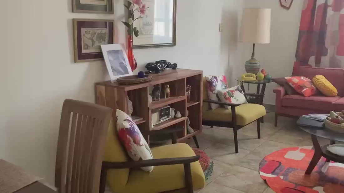 Retro Geometric Mid Century Modern Lumbar Pillow, Mid Mod Vintage Atomic Age Decor