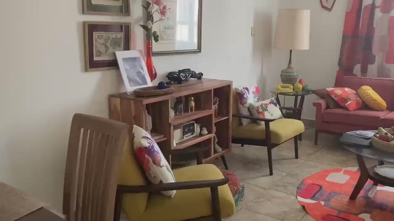 Retro Geometric Mid Century Modern Lumbar Pillow, Mid Mod Vintage Atomic Age Decor