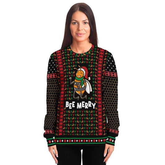 SUBLIMINATOR Bee Merry Ugly Christmas Sweaters Sweatshirt