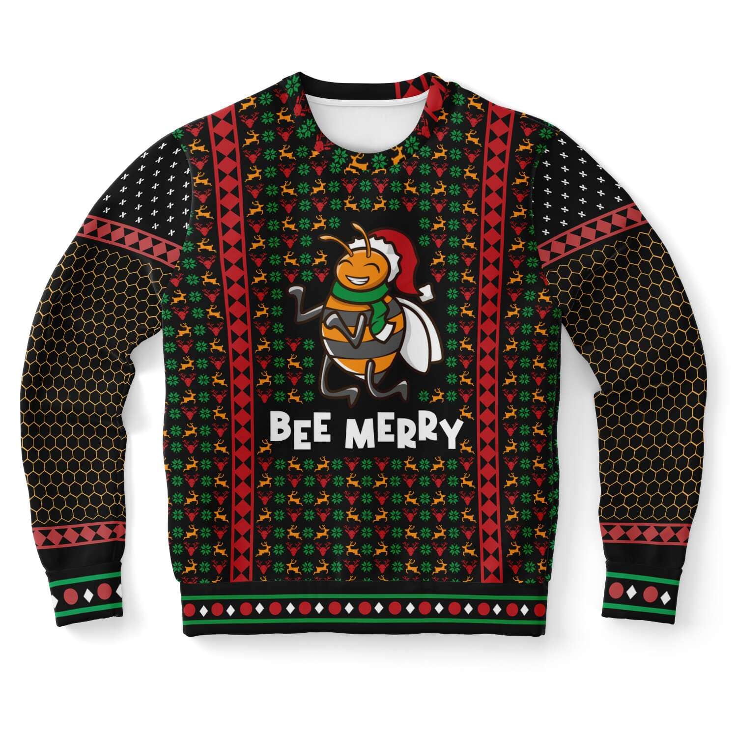 SUBLIMINATOR Bee Merry Ugly Christmas Sweaters Sweatshirt XS SBSWA_D-5264-XS