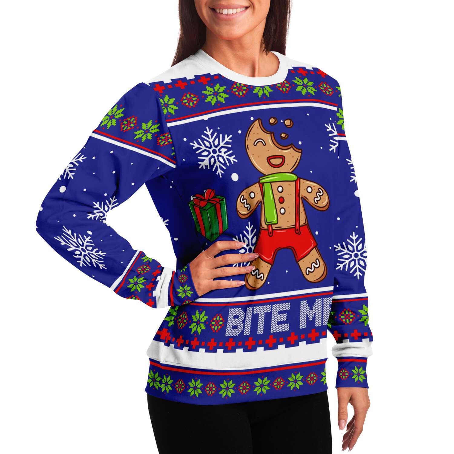 SUBLIMINATOR Bite me Ugly Christmas Sweaters Sweatshirt