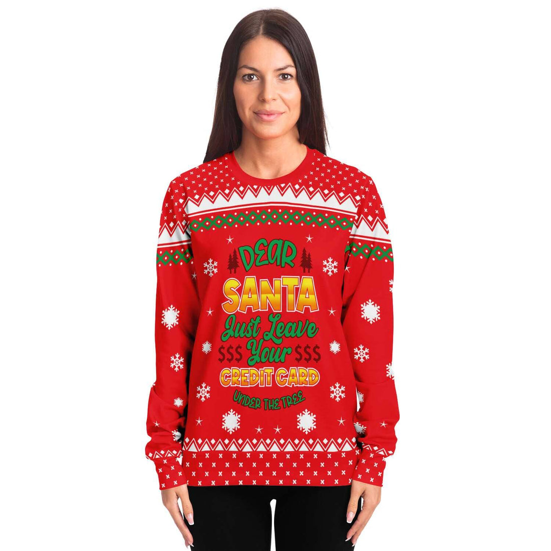 SUBLIMINATOR Dear Santa Just leave Your Credit Card Ugly Christmas Sweater Sweatshirt