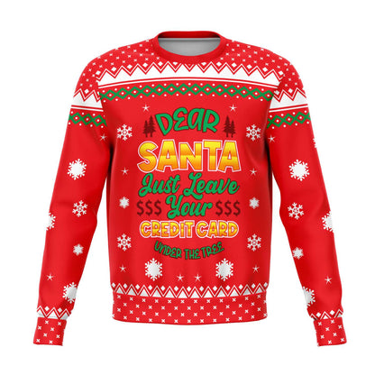 SUBLIMINATOR Dear Santa Just leave Your Credit Card Ugly Christmas Sweater Sweatshirt XS SBSWF_D-6493-XS