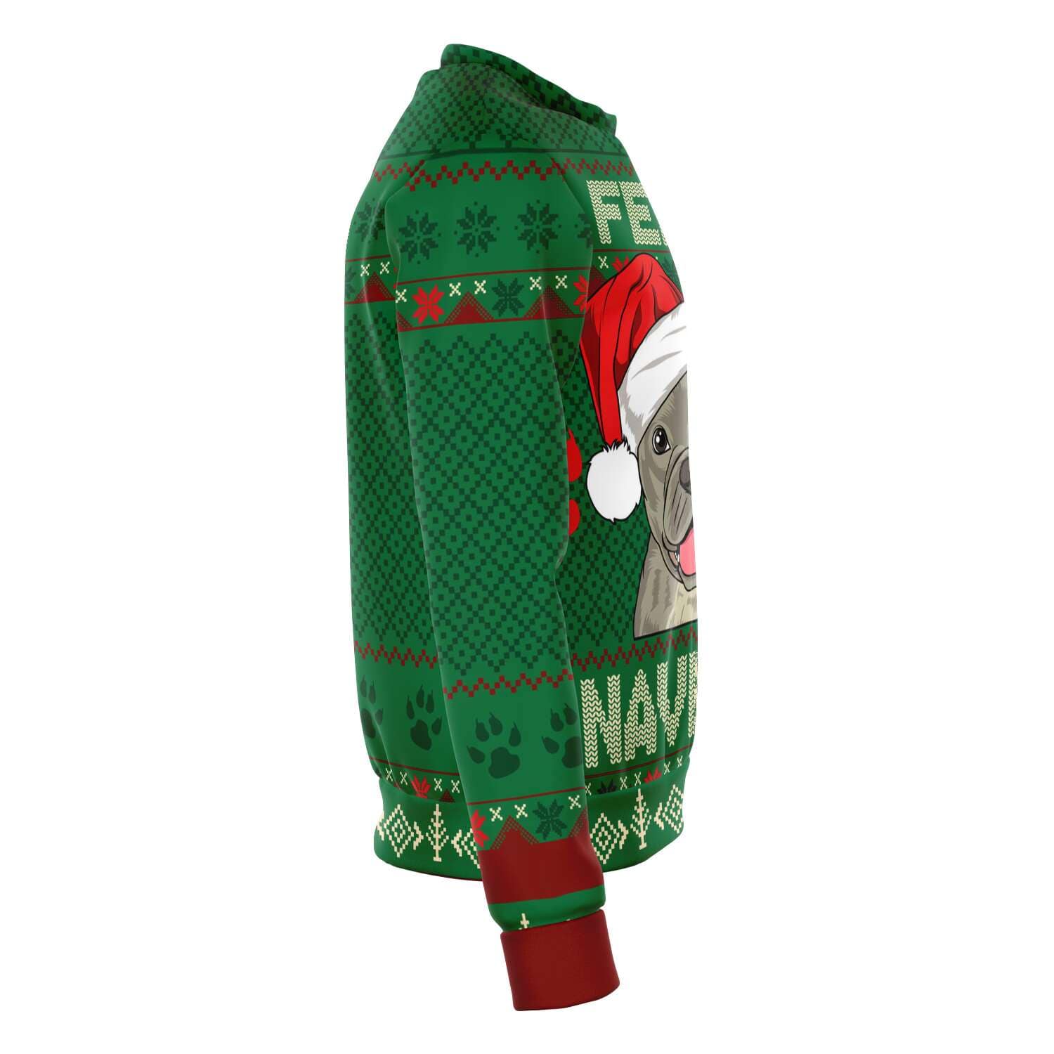 SUBLIMINATOR Feliz Navidog French Bulldog Ugly Christmas Sweaters Sweatshirt