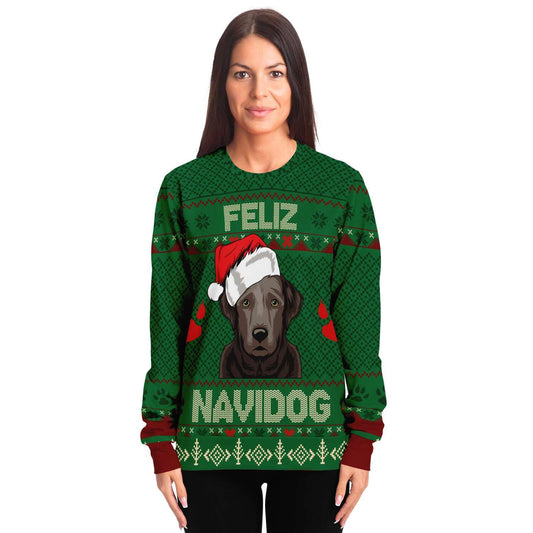 SUBLIMINATOR Feliz Navidog Labrador Ugly Christmas Sweater Sweatshirt