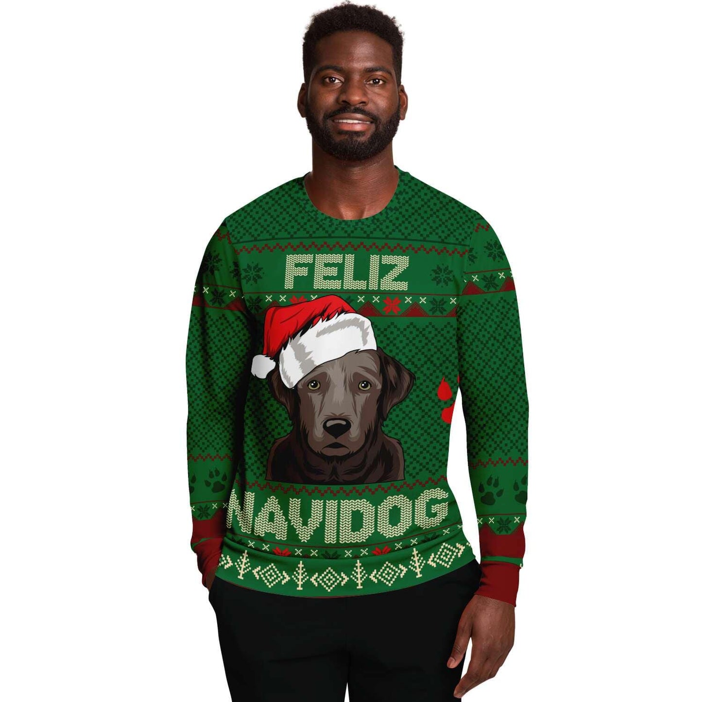 SUBLIMINATOR Feliz Navidog Labrador Ugly Christmas Sweater Sweatshirt