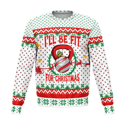 SUBLIMINATOR I'll Be Fit For Christmas Ugly Christmas Sweaters Sweatshirt XS SBSWF_D-9845-XS