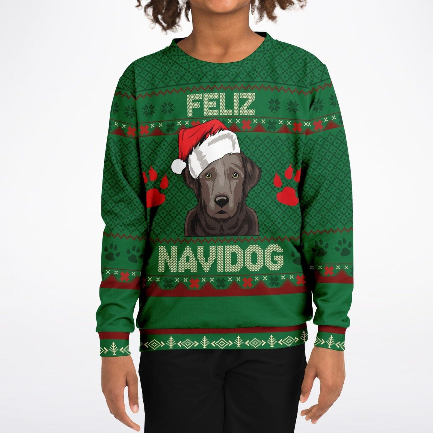 SUBLIMINATOR Kids Labrador Ugly Christmas Sweater Kids/Youth Sweatshirt