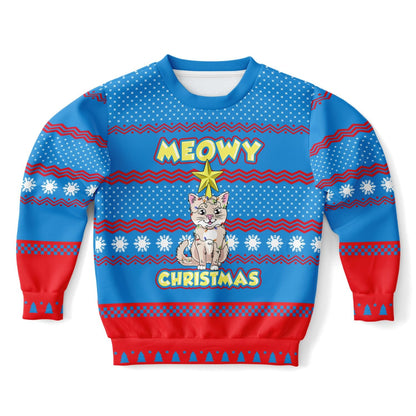 SUBLIMINATOR Kids Meowy Christmas Ugly Christmas Sweaters Kids/Youth Sweatshirt XXS SBKSWF_D-8253-XXS