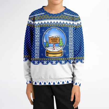 SUBLIMINATOR Kids Snow Globe Ugly Christmas Sweaters Kids/Youth Sweatshirt