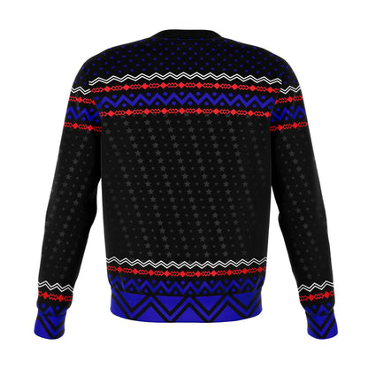 SUBLIMINATOR Let's Go Brandon Ugly Christmas Sweater - Blue Sweatshirt