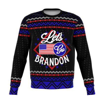 SUBLIMINATOR Let's Go Brandon Ugly Christmas Sweater - Blue Sweatshirt XS SBSWF_D-4074-XS