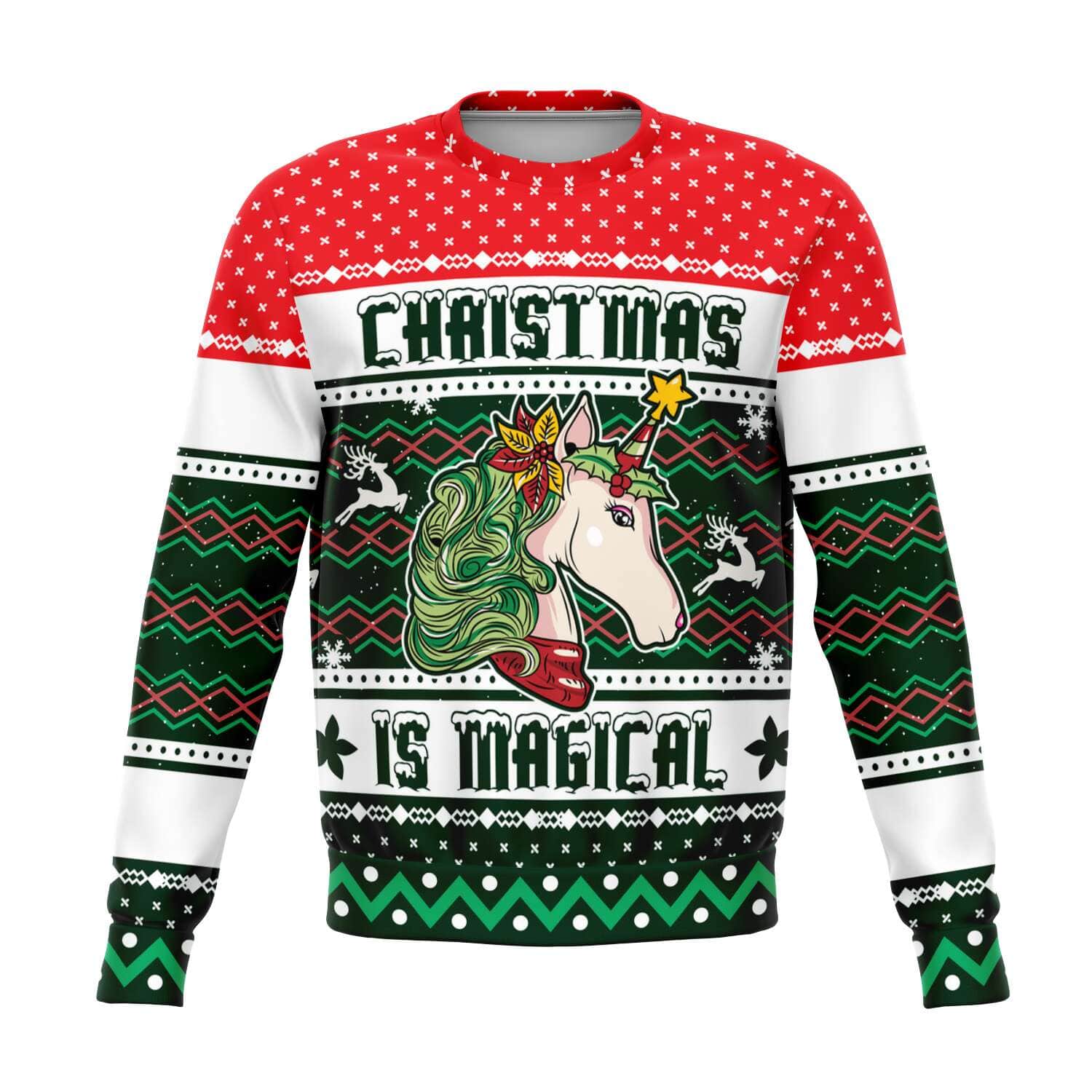SUBLIMINATOR Magical Unicorn Ugly Christmas Sweaters Sweatshirt XS SBSWF_D-3436-XS
