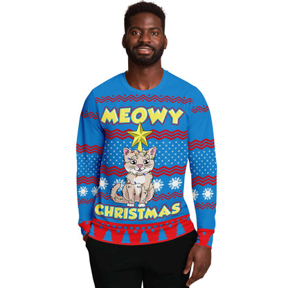 SUBLIMINATOR Meowy Christmas Ugly Christmas Sweater Sweatshirt
